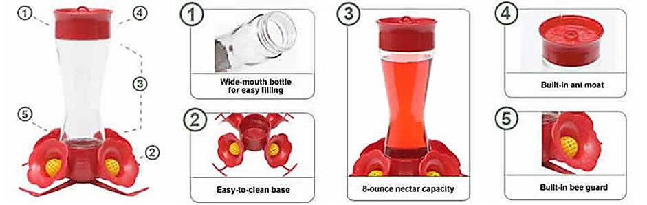 Perky Pet Pinch Waist Glass Hummingbird Feeder With Free Nectar