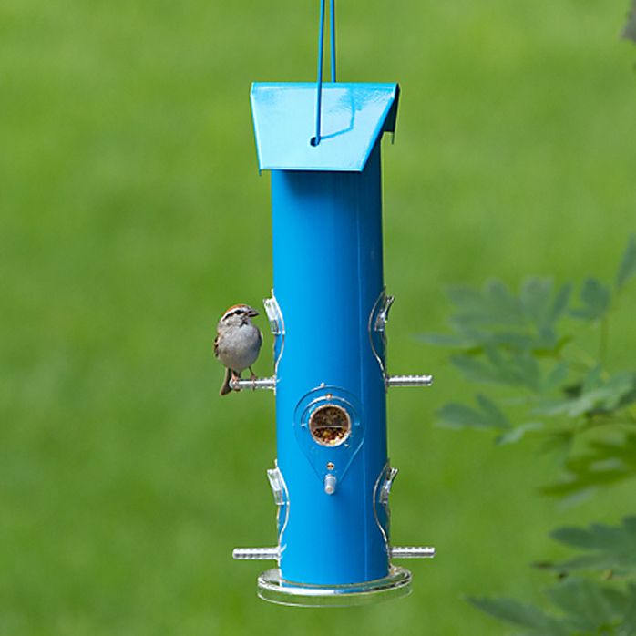 Perky Pet Blue Metal Tube Bird Feeder Model 391