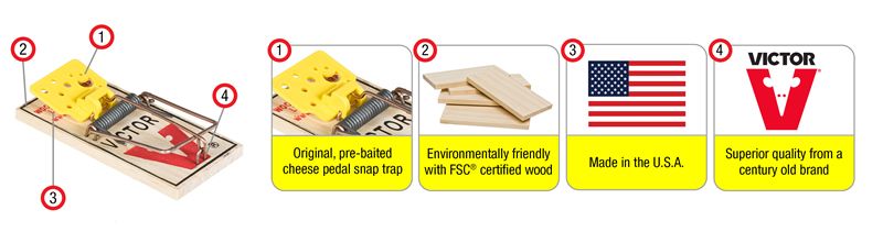 Victor Mouse Traps, Plastic Pedal, Pre-Baited - 4 traps