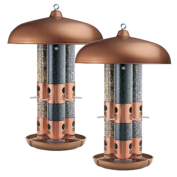 Perky Pet Copper Finish Triple Tube Bird Feeder 2 Pack